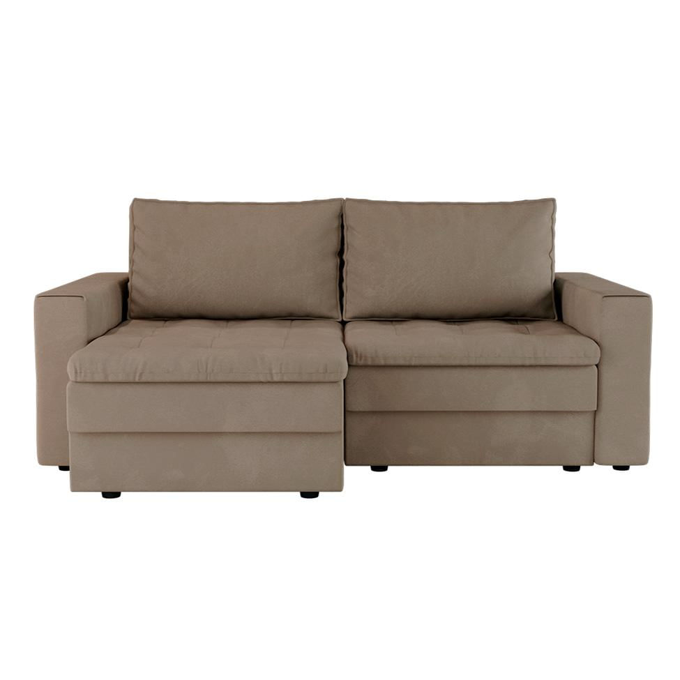 Sofá 3 Lugares Retrátil Berna Suede Bege 210 cm