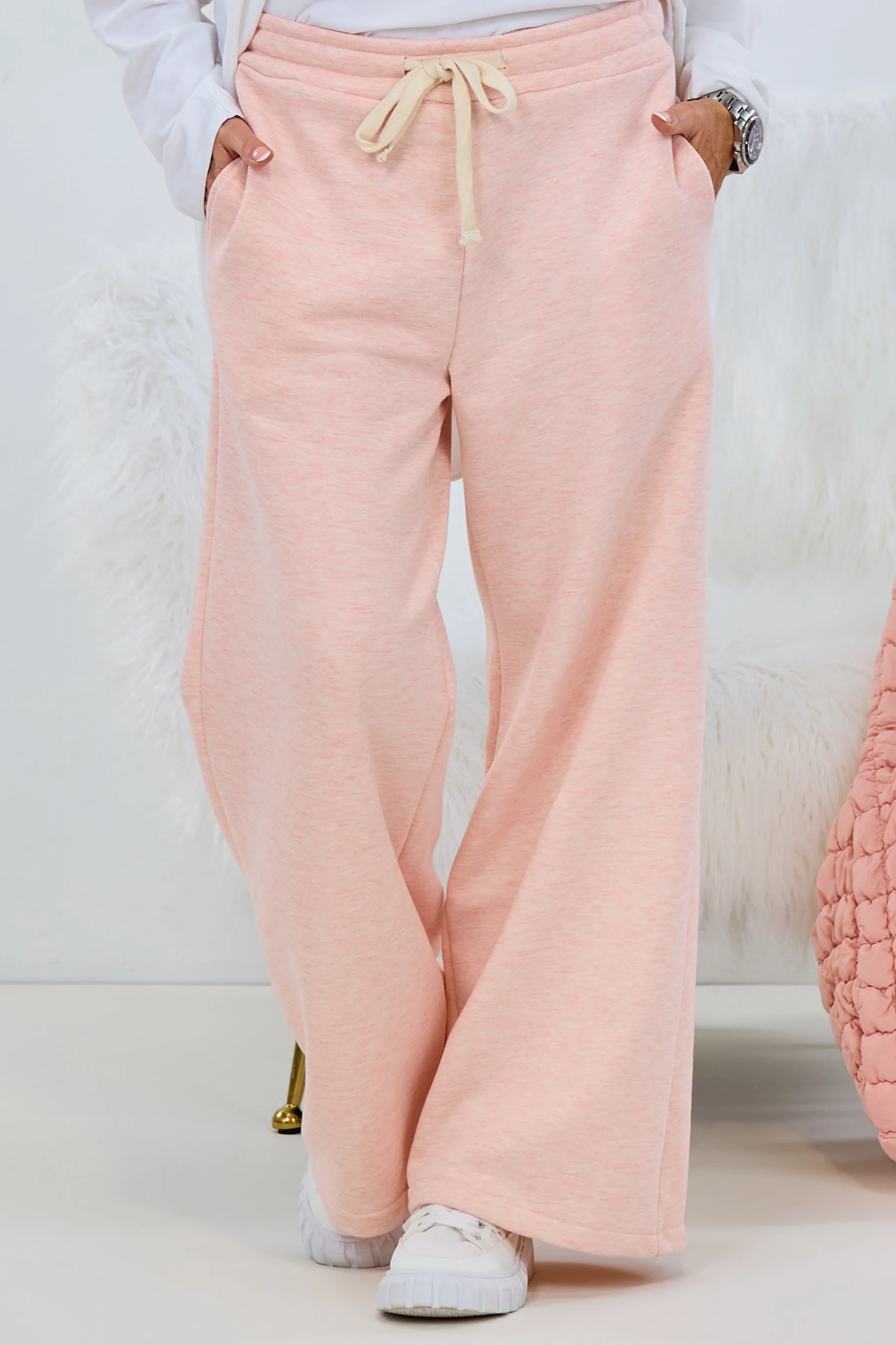 Lässige Freizeithose, rosa-meliert