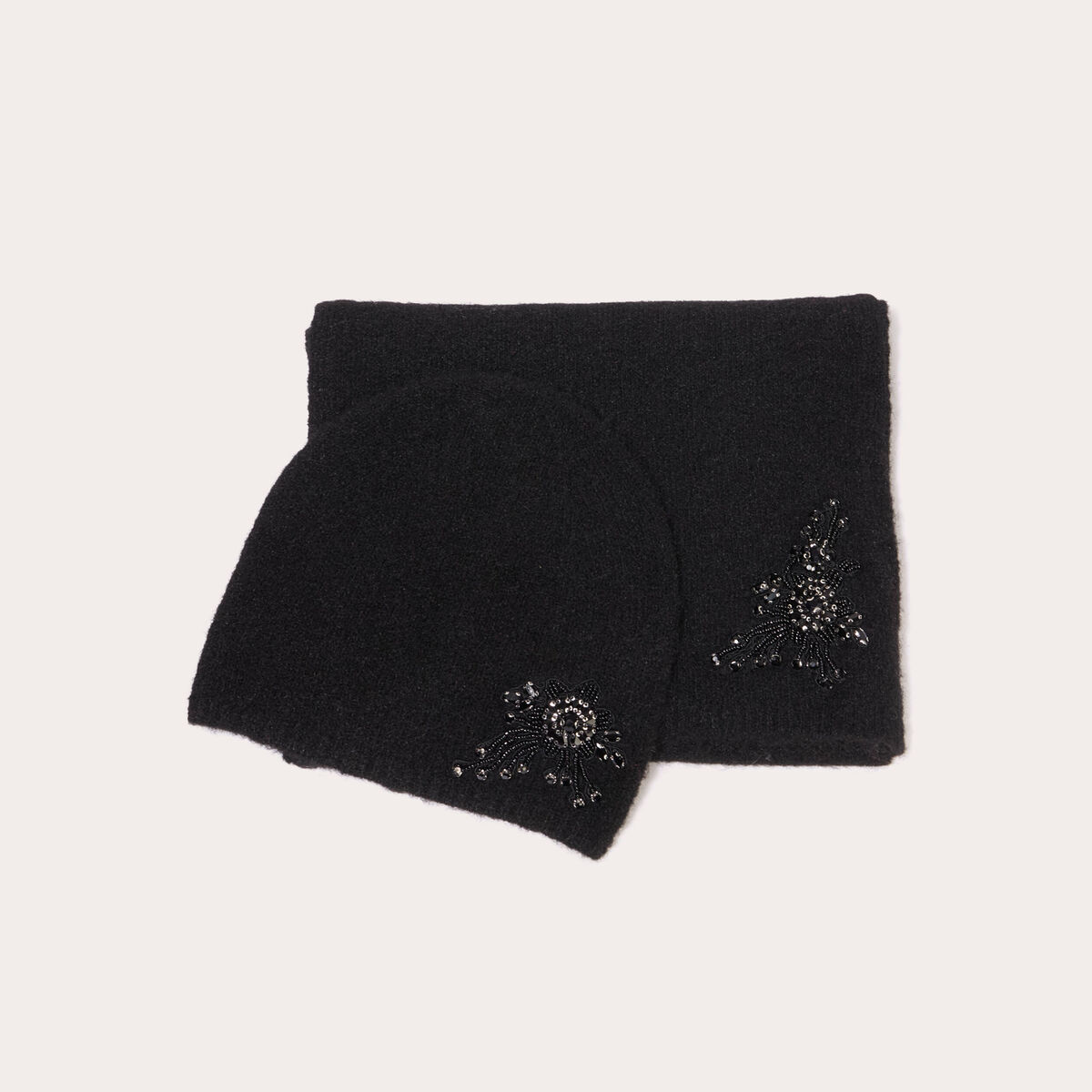 Ensemble bonnet et écharpe prêt à offrir noir femme