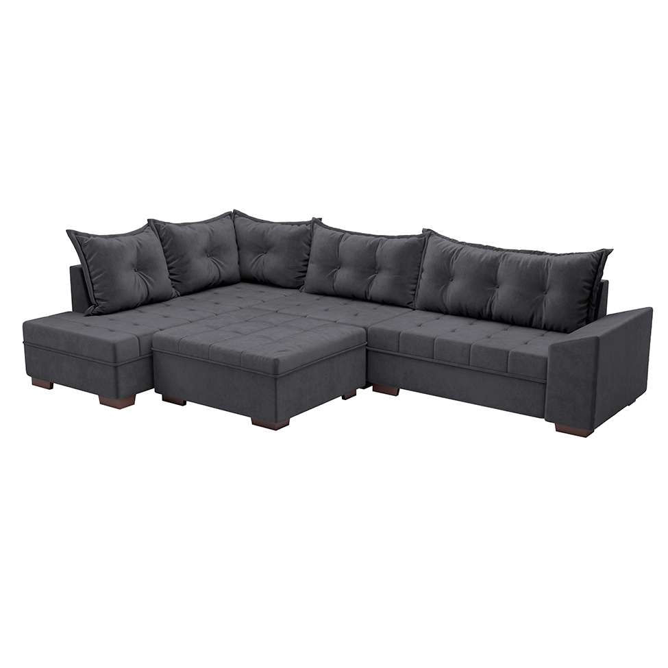 Sofá de Canto Itapema Veludo Grafite em Promoção | Ofertas na Americanas