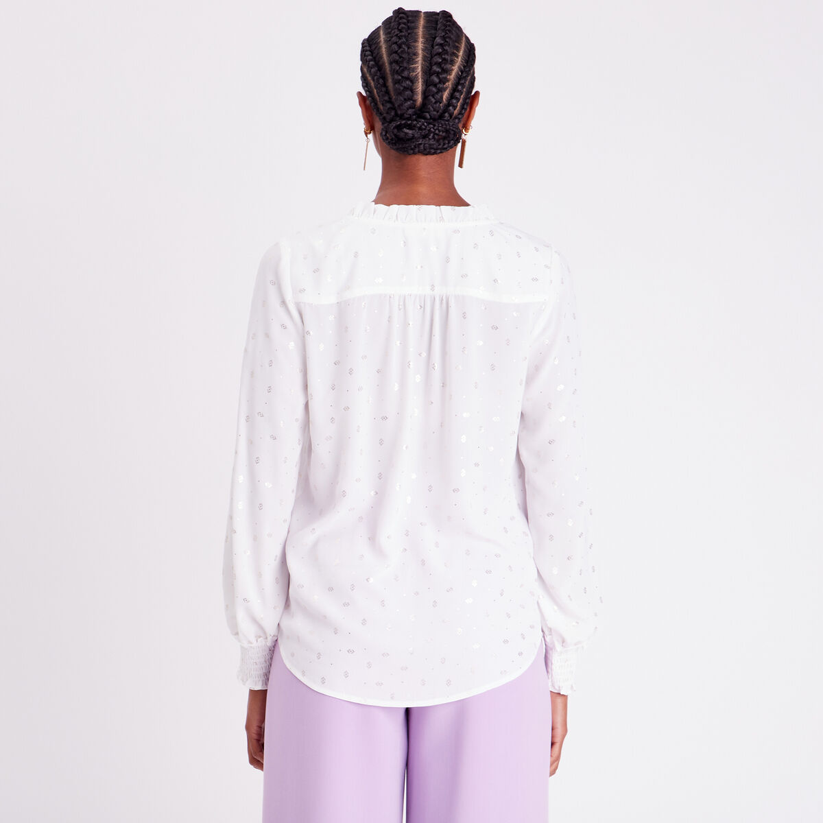 Blouse manches longues ecru femme