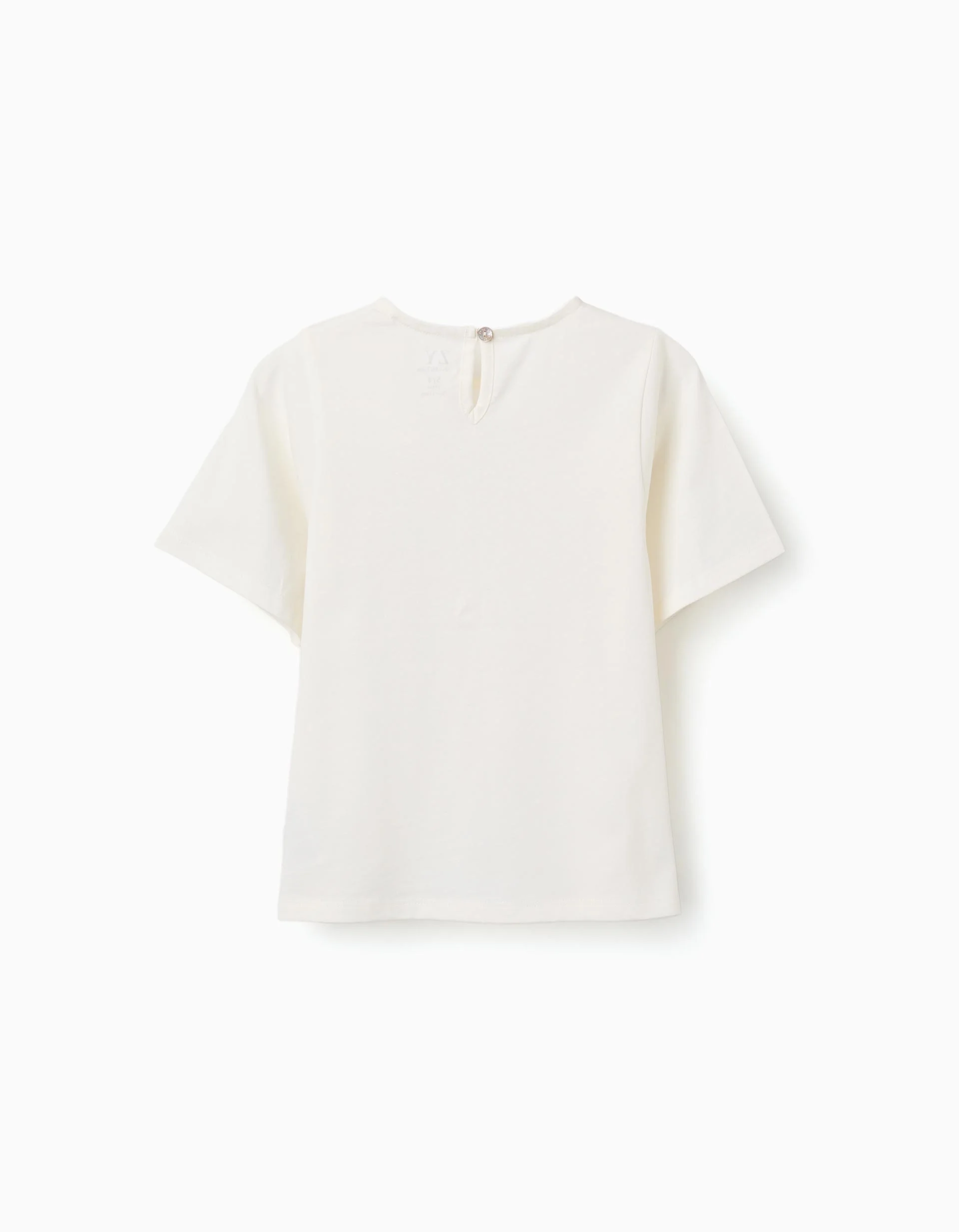 Cotton T-shirt with embroidered pocket for girls, white