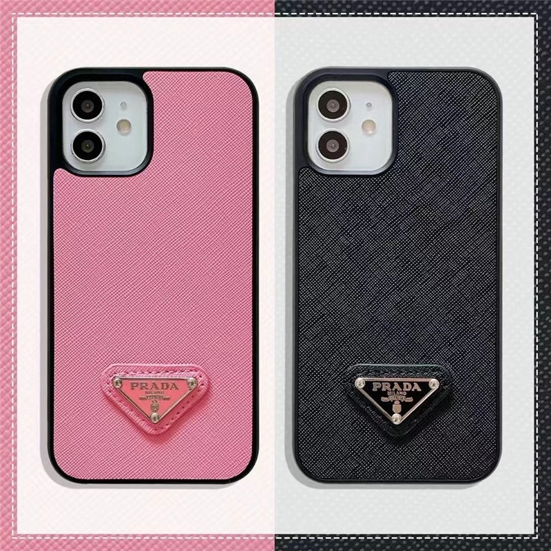 プラダ風 iphone17pro/17promax レザーケース 耐衝撃 prada 三角プレート アイフォン16/15プロ カバー 大人 おしゃれ iphone14pro max ケース 男女兼用