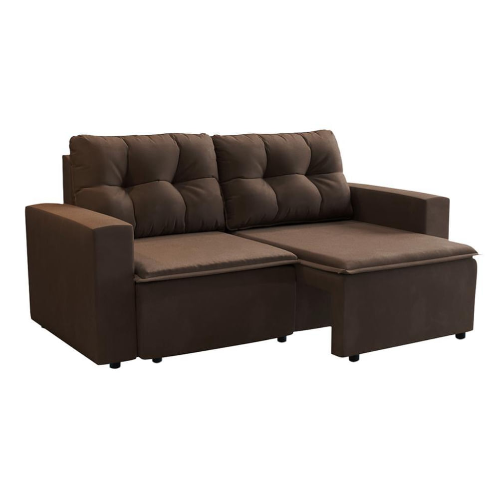 Sofá 3 Lugares Retrátil Amsterdã II Suede Marrom 210 cm