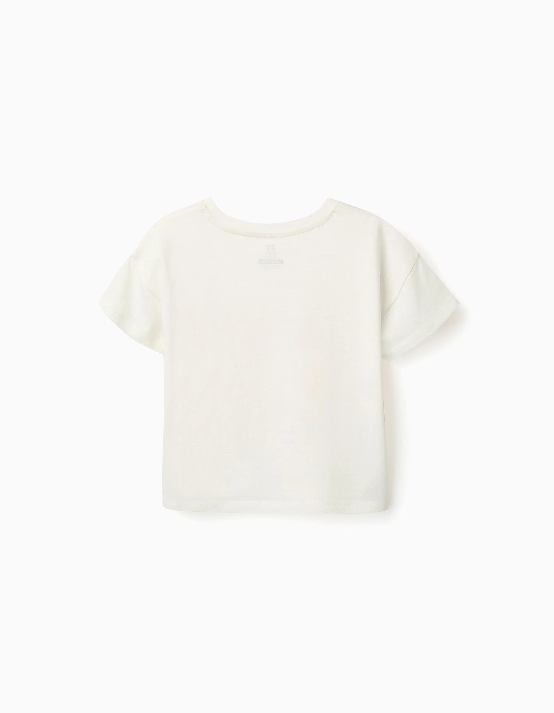Cotton T-shirt with starfish print for girls, white/orange/green