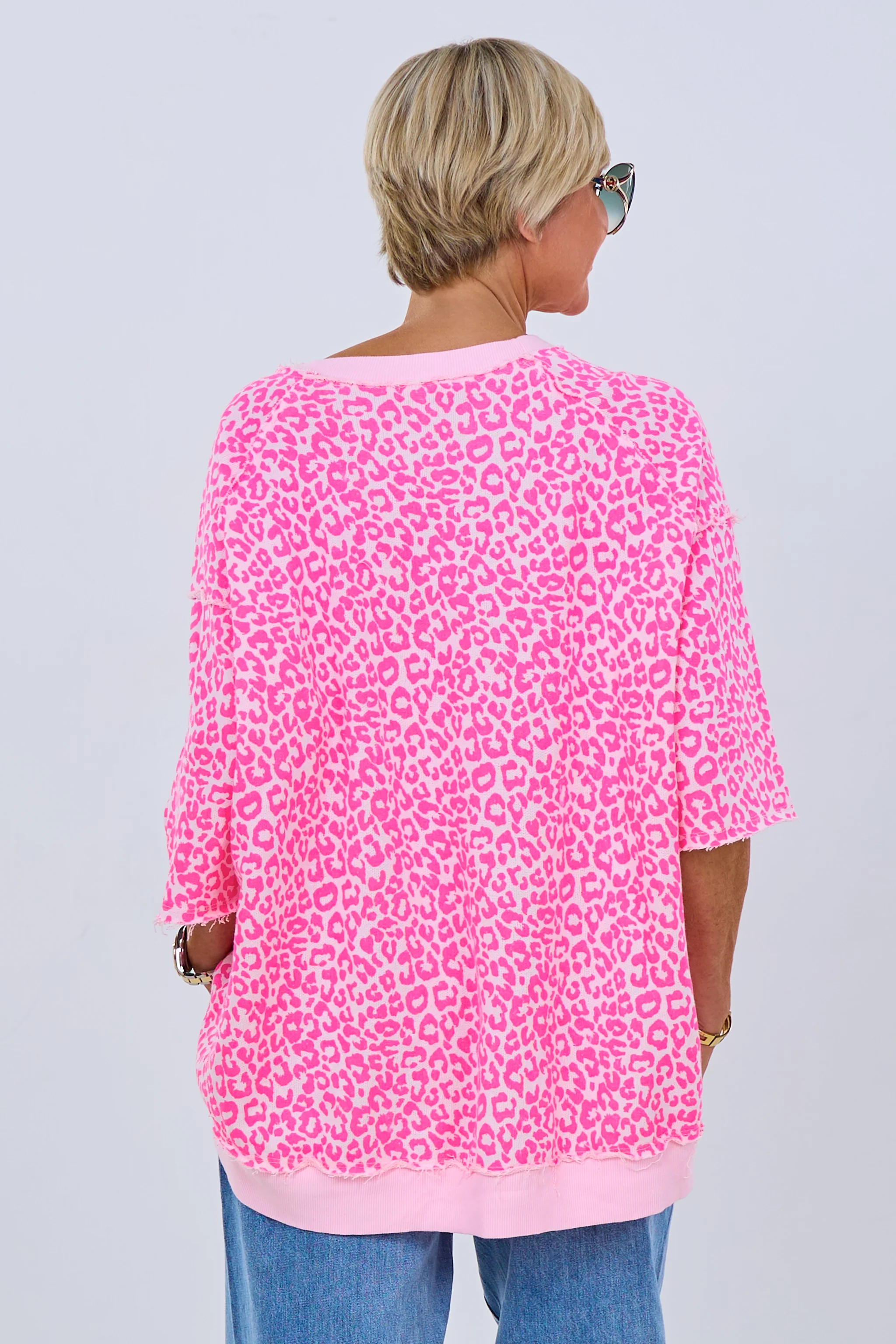 Kurzarm Sweaty mit Raglanärmeln, ecru-pink-rosa