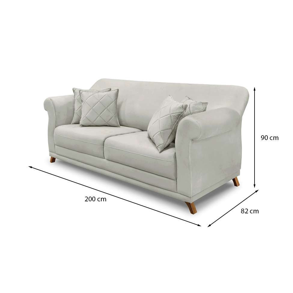 Sofá 3 Lugares Abruzzo Veludo Prata 200 cm em Promoção | Ofertas na Americanas