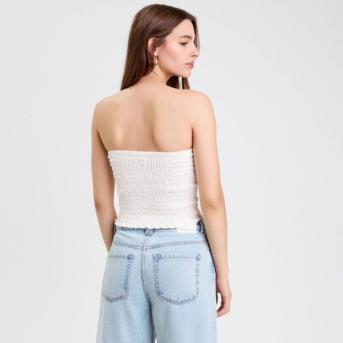 Bustier cintré sans manches ecru femme