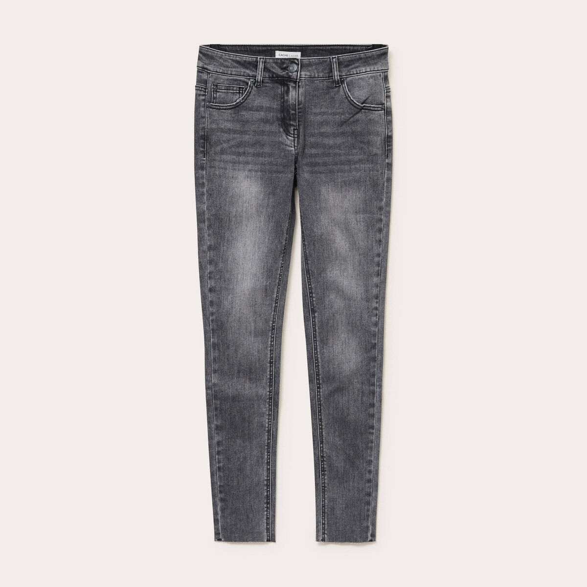 Jean slim taille basse denim gris femme