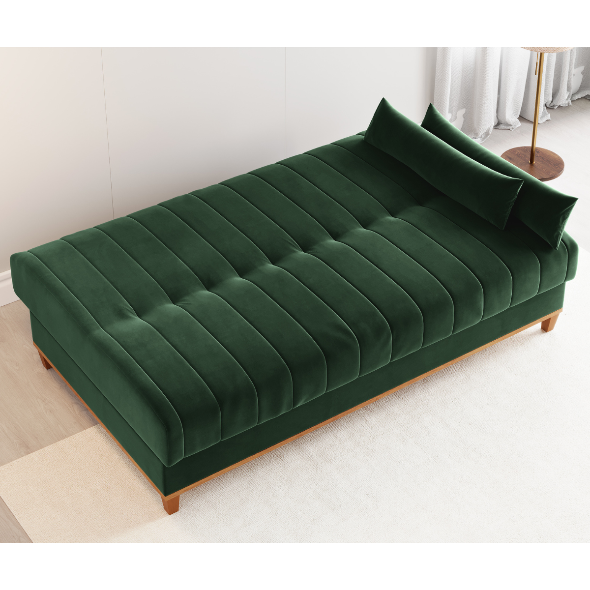 Sofa Cama Veneza 1,80 Reclinável 3 Lugares Veludo Oliva - Casa Giulia