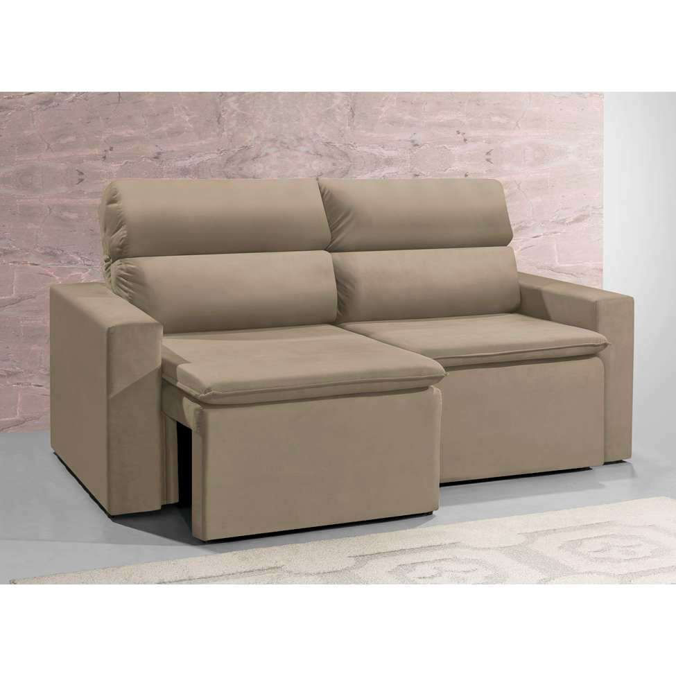 Sofá 3 Lugares Retrátil e Reclinavél Hanôver Suede Bege 180 cm em Promoção | Ofertas na Americanas