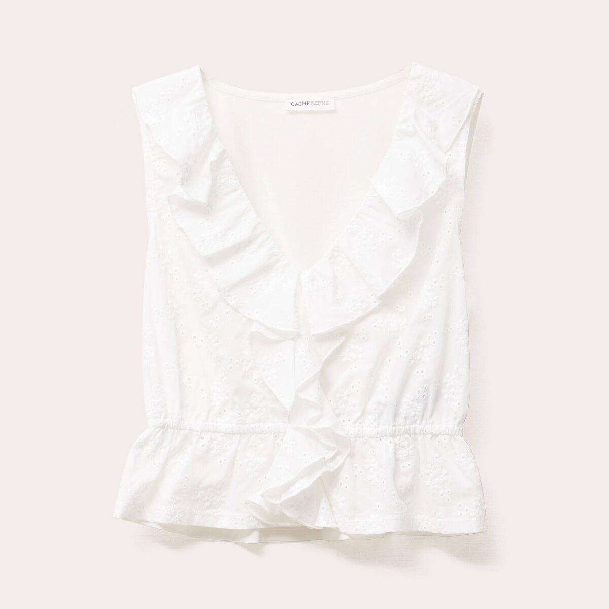 Blouse sans manches ecru femme
