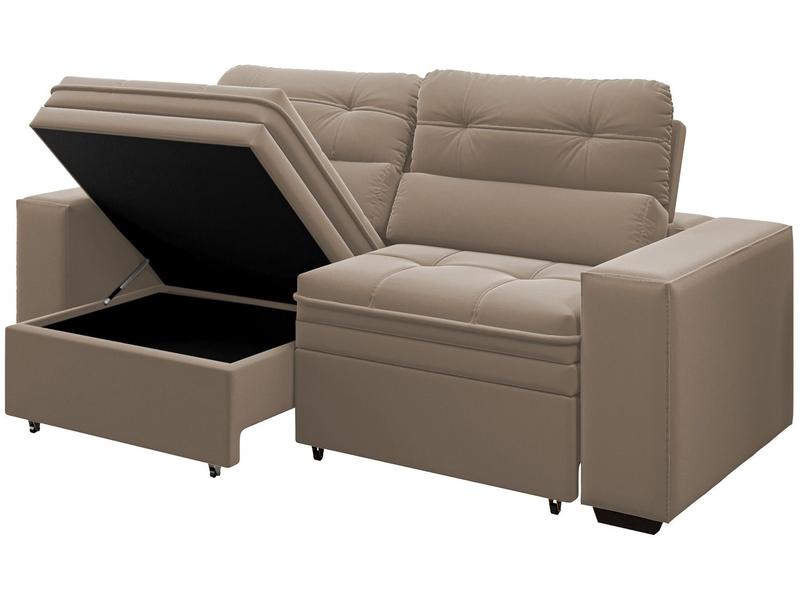 Sofá Retrátil Reclinável 3 Lugares Veludo com Baú