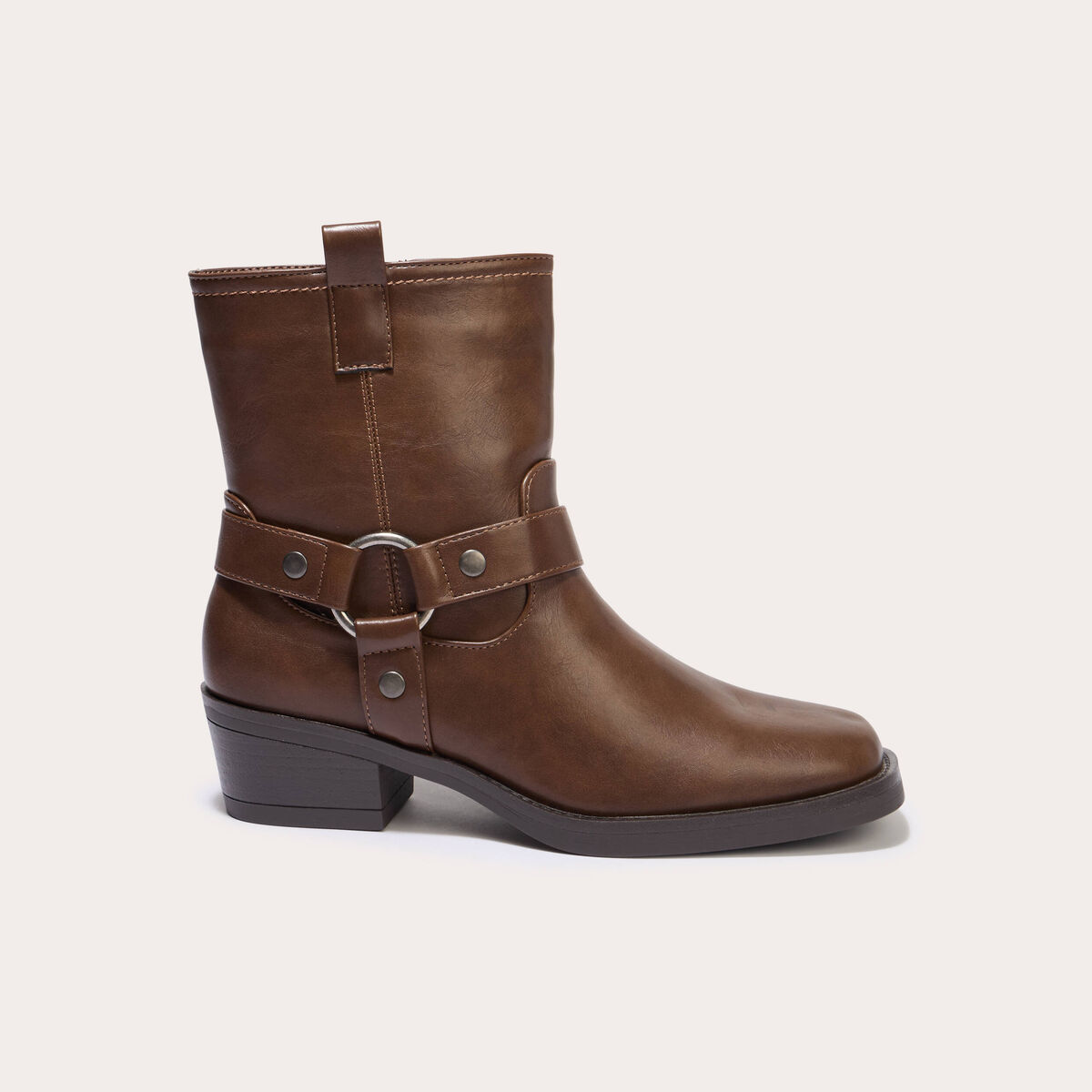 Bottines bout carré marron foncé femme