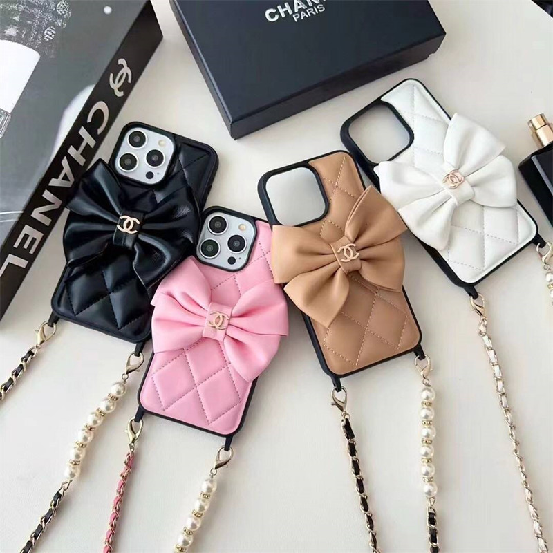シャネル iphone17/16 ケース ショルダー chanel アイフォン17pro ケース 斜めがけ スマホ ショルダー ブランド レディース iphone15/15pro ケース リボン 付き かわいい