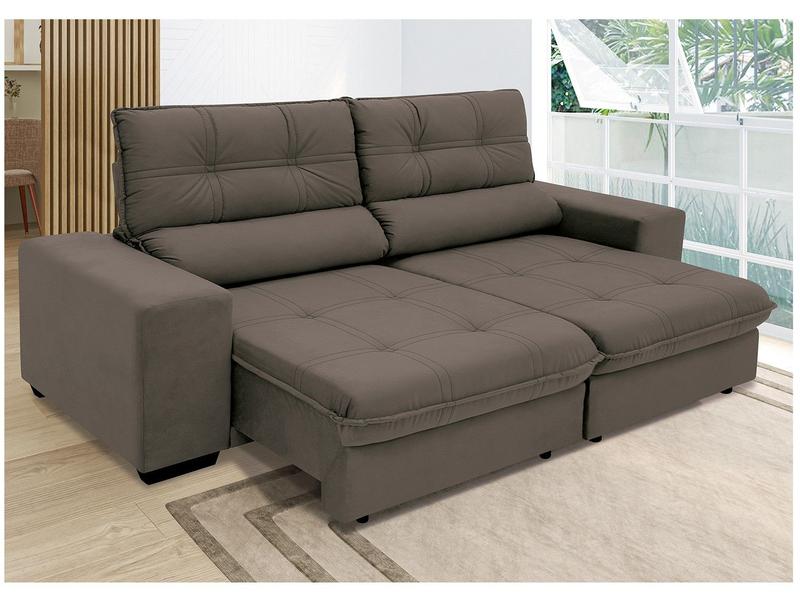 Sofá Retrátil Reclinável 3 Lugares Suede Brunello Linoforte
