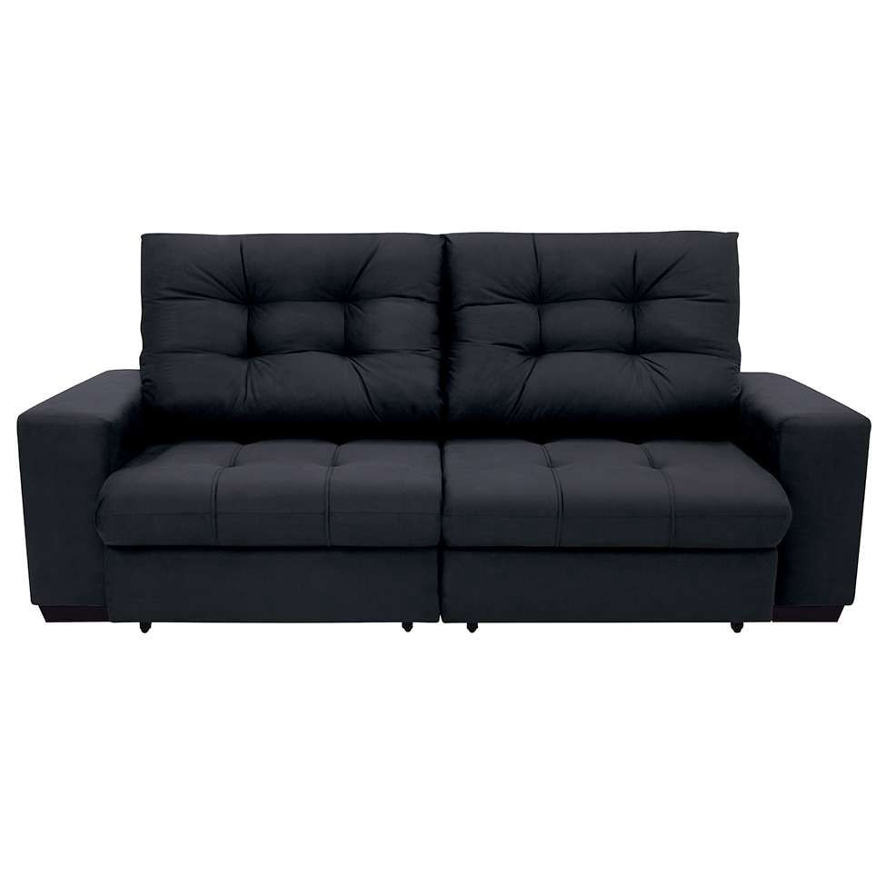 Sofá 3 Lugares Retrátil e Reclinável Biarritz Suede Preto em Promoção | Ofertas na Americanas