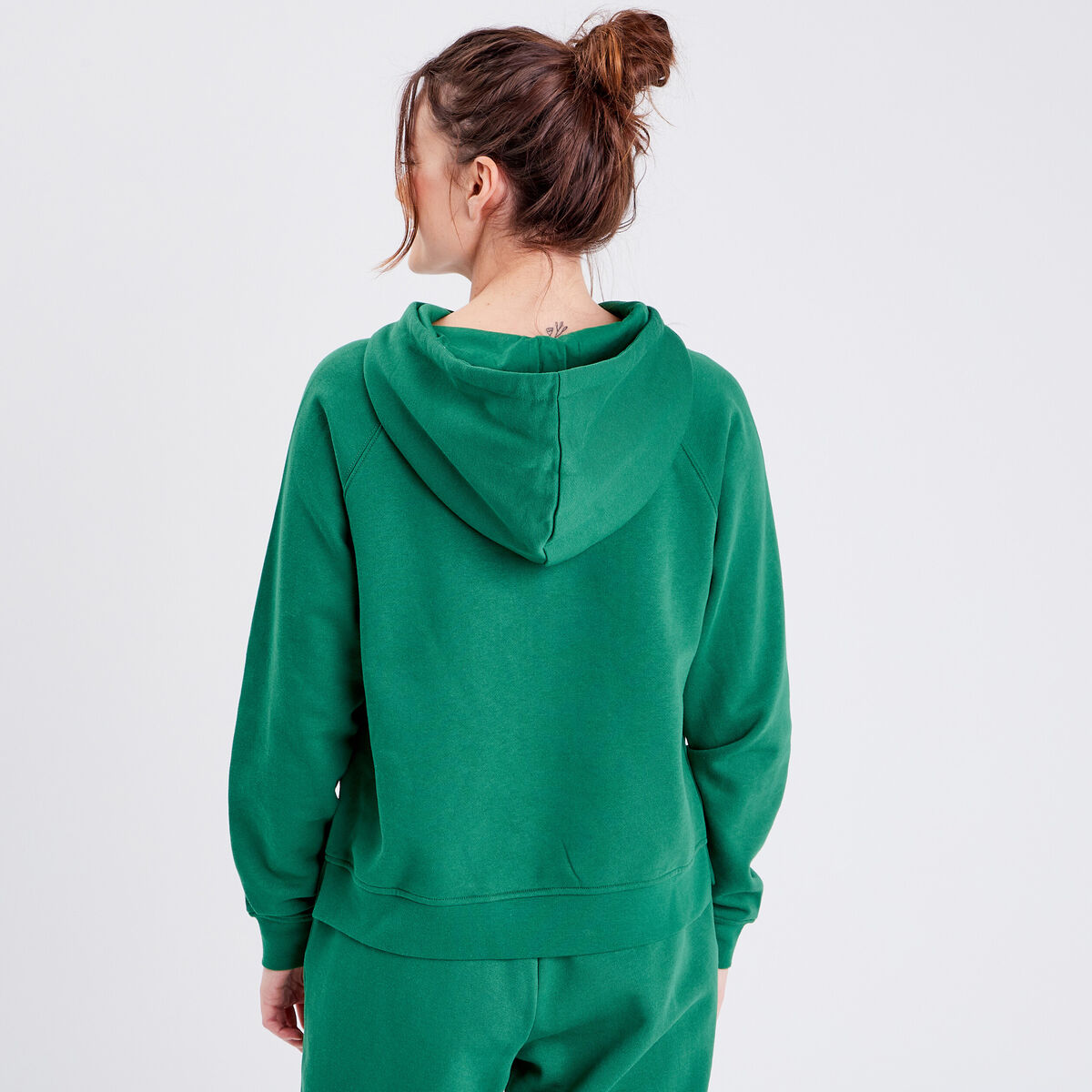 Sweat à capuche vert femme