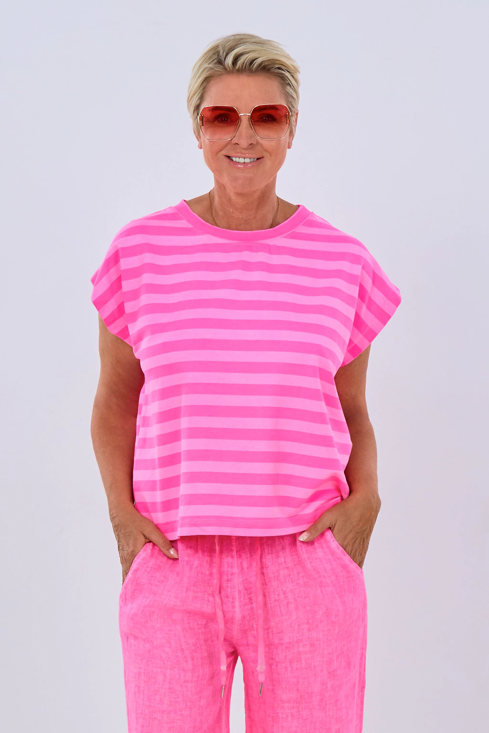 Geringeltes Sweaty, neon pink-rosa