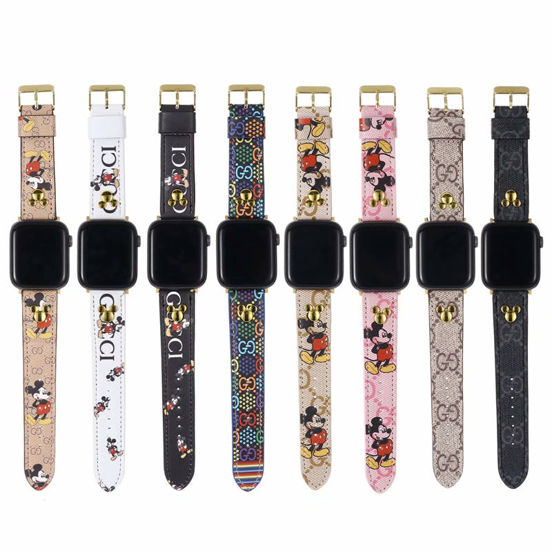 ディズニー アップル ウォッチ バンド グッチ ミッキー apple watch バンド 可愛い リベット スマート ウォッチ 替え バンド Apple Watch3 4 5 se 時計 革 ベルト ハイブランド プチギフト