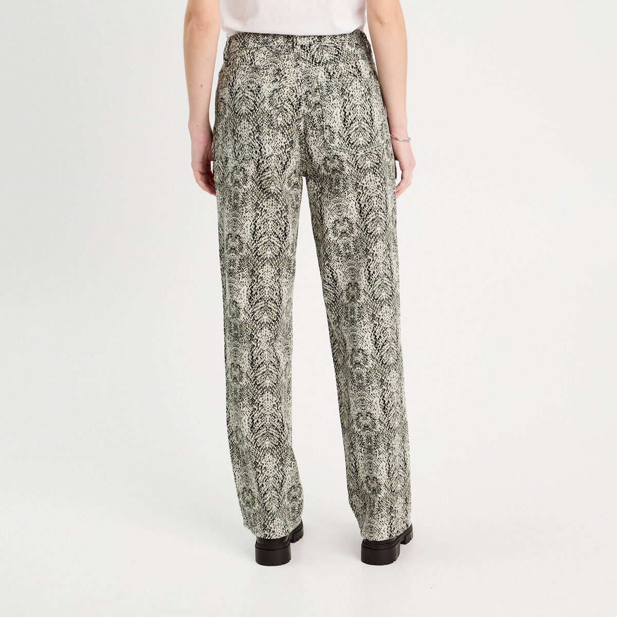 Pantalon large vert kaki femme