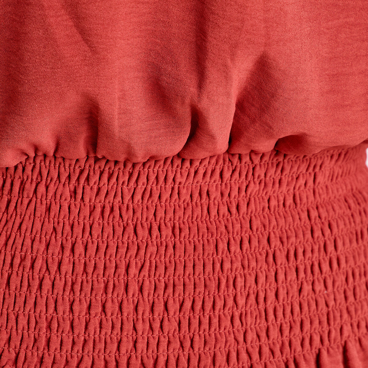 Blouse smockée manches courtes vieux rose femme