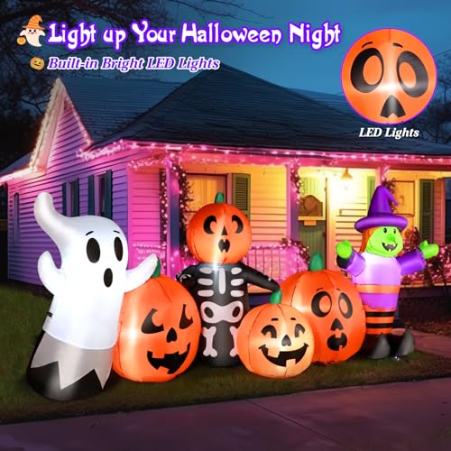 8 FT Halloween Inflatable Spider Outdoor Decorations for Yard, Giant Crawling Spider with LED Rotating Flame, Large Creepy Spider Props for Halloween Party Garden Lawn Patio Outside House Window Decor