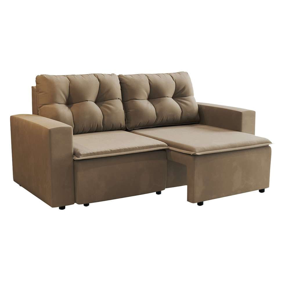 Sofá 3 Lugares Retrátil Amsterdã I Suede Bege 180 cm em Promoção | Ofertas na Americanas