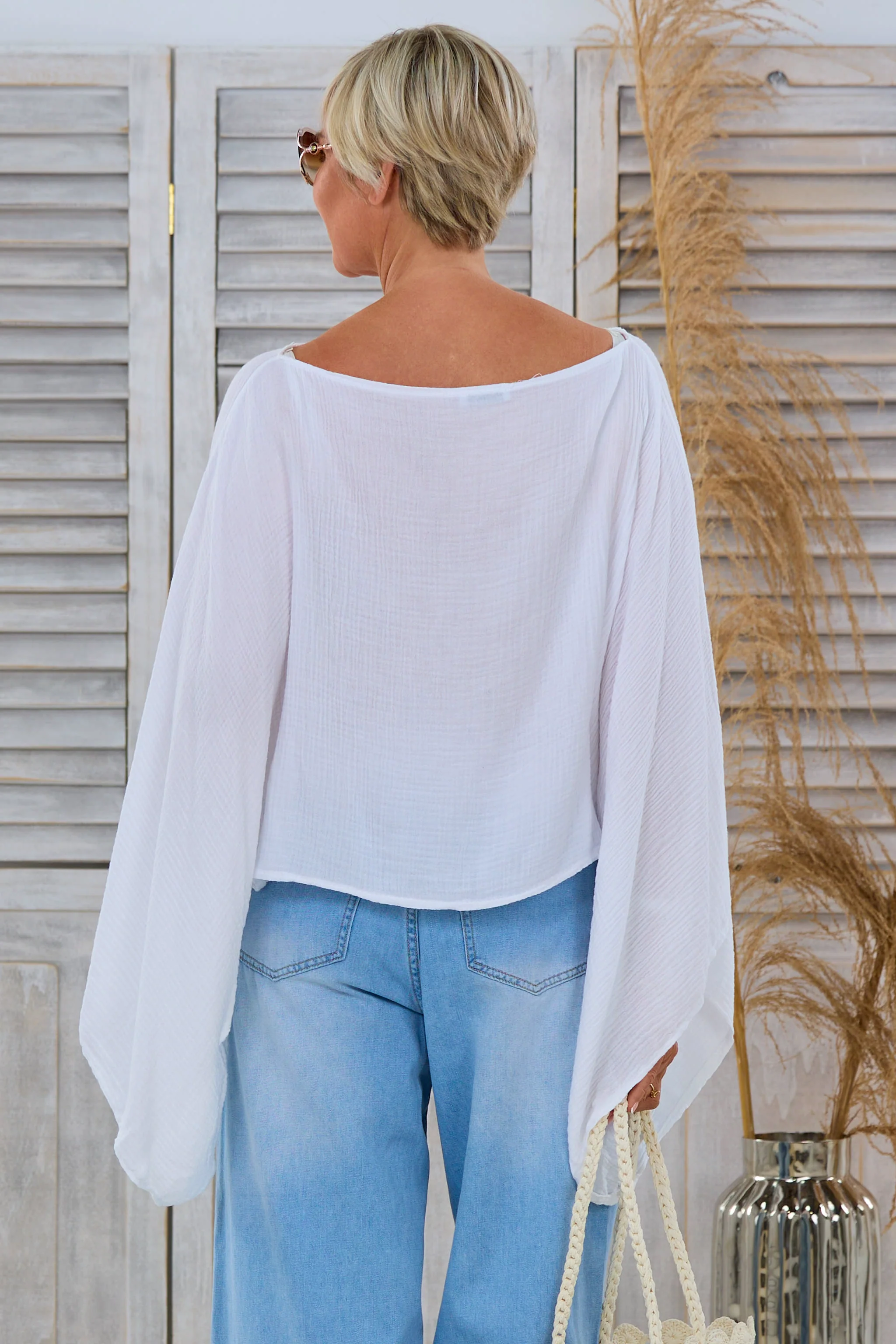 Musselin Poncho, weiß