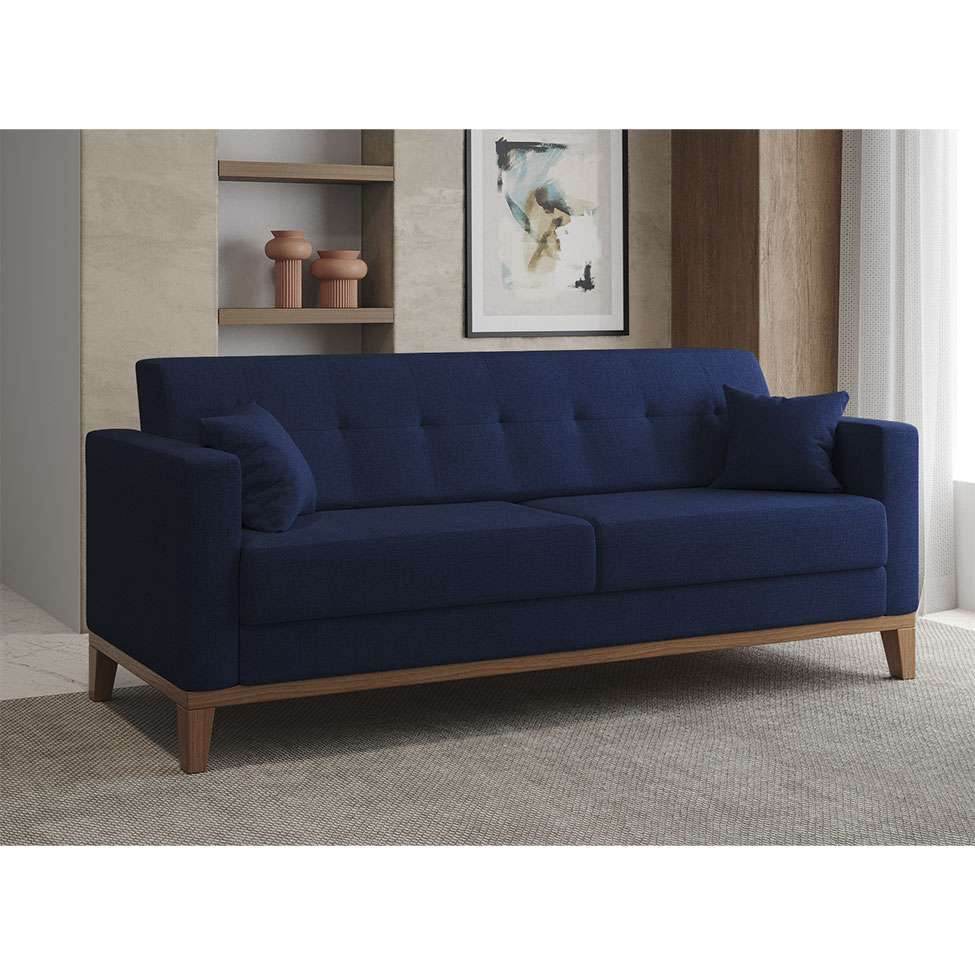Sofá 3 Lugares Narvik Linho Azul Marinho em Promoção | Ofertas na Americanas