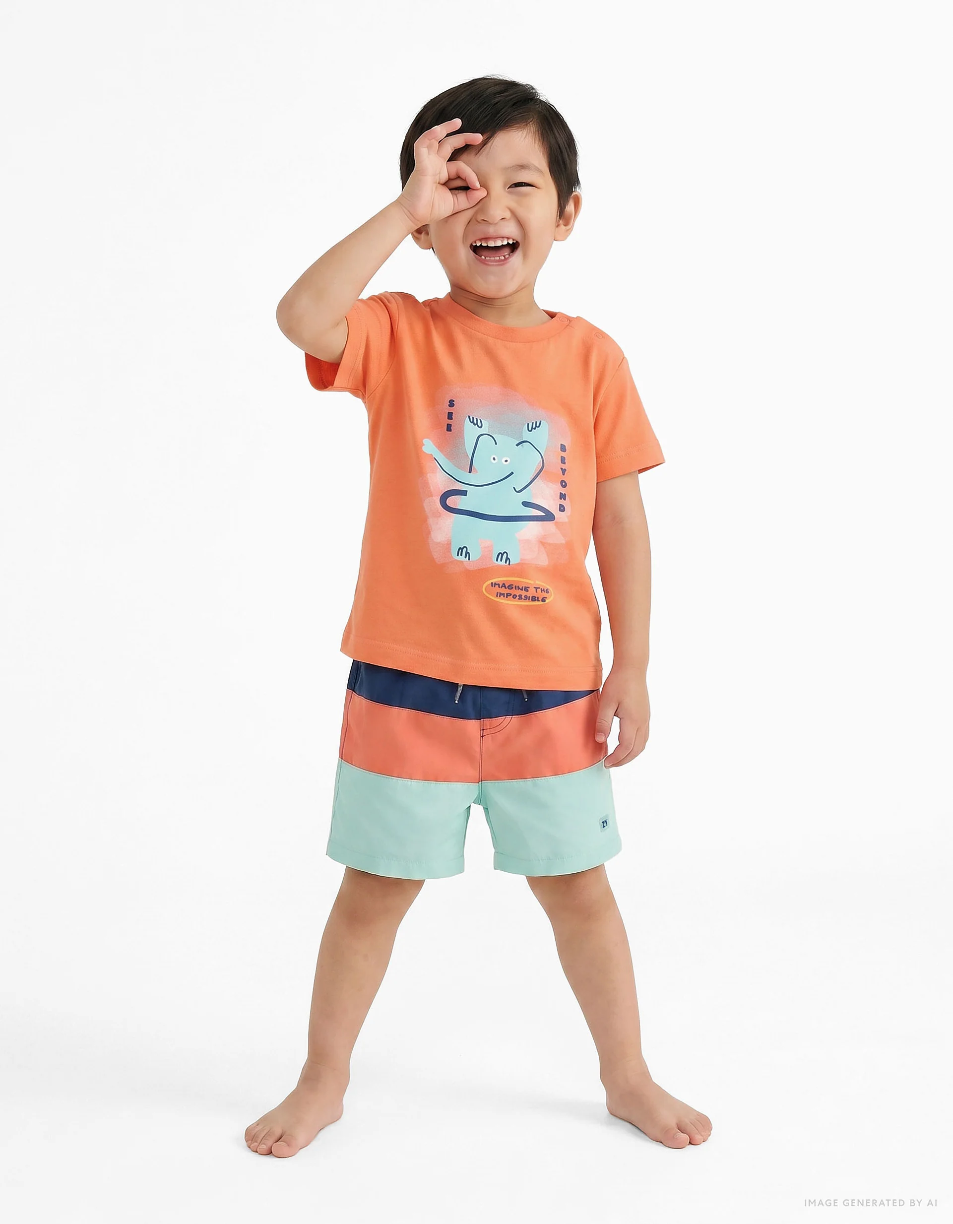 Swim shorts with colour block and drawstring for baby boys, multicolour