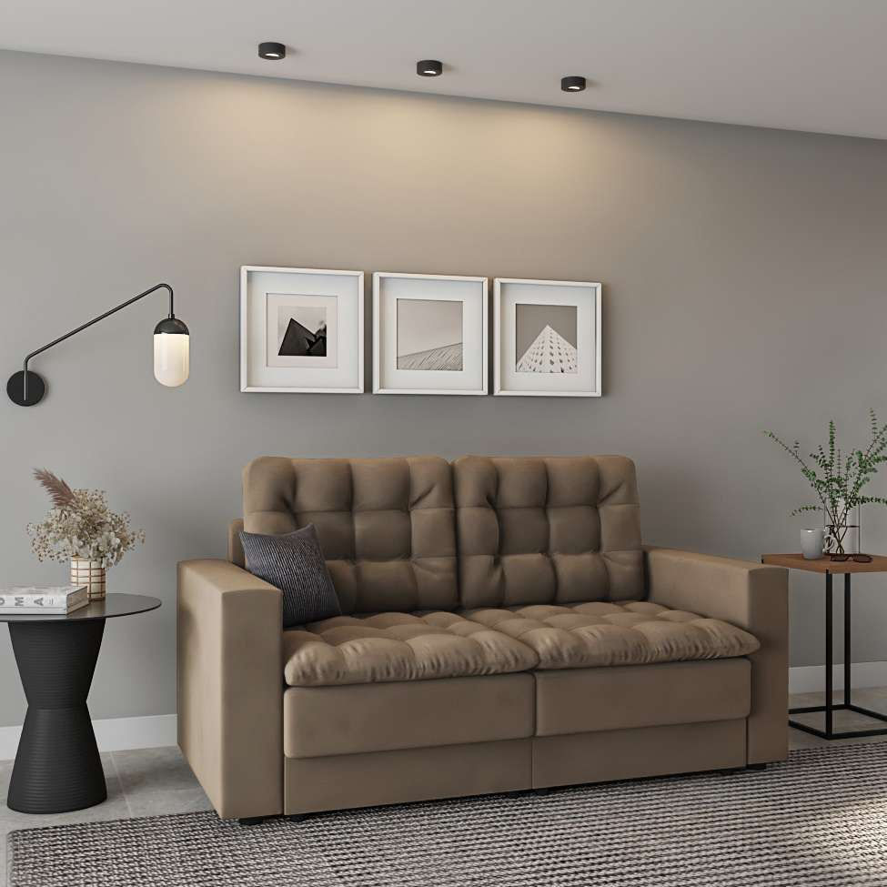 Sofá 3 Lugares Retrátil Dresden Suede Bege em Promoção | Ofertas na Americanas