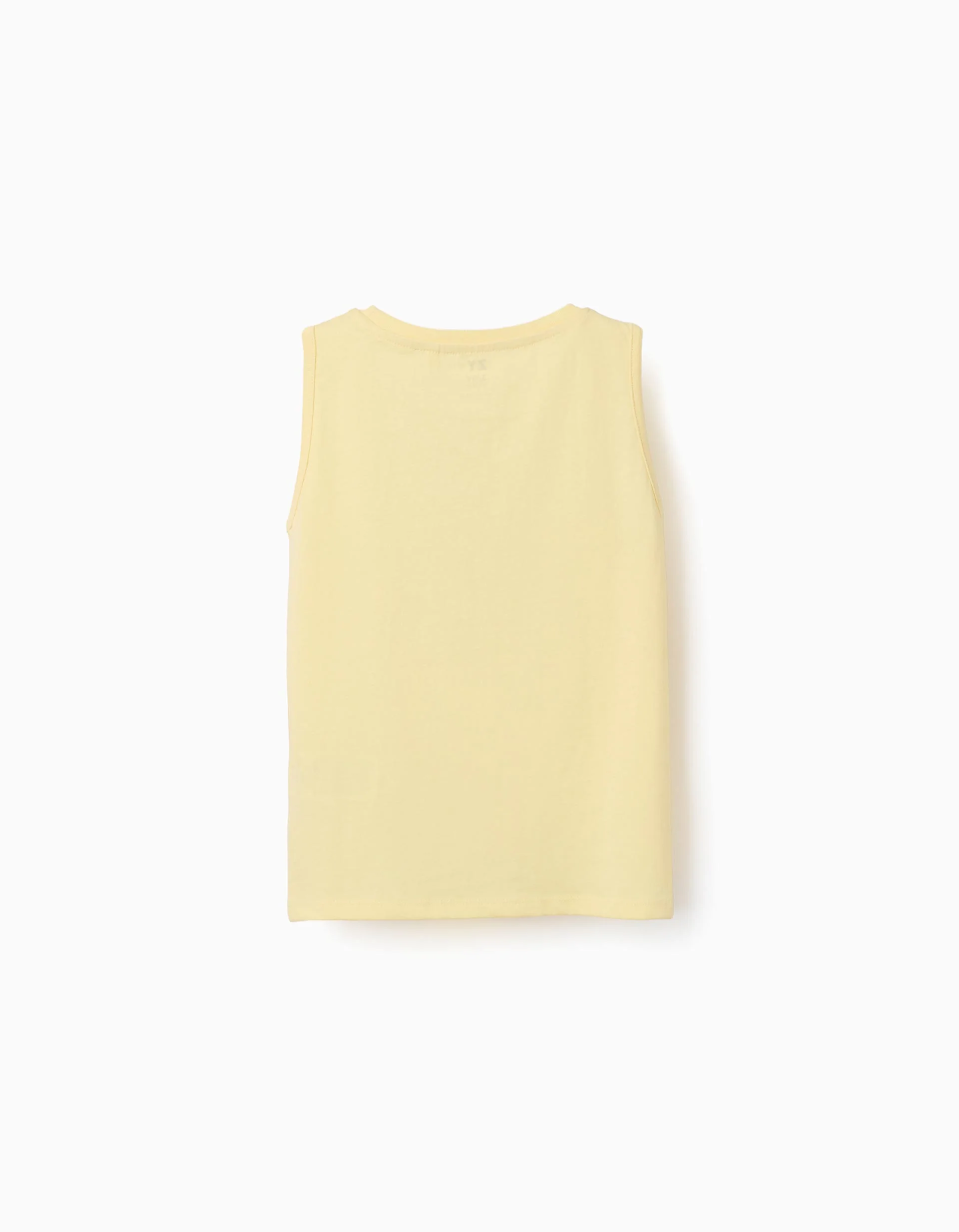Pack of 2 cotton tank tops with beach prints for boys, yellow/white