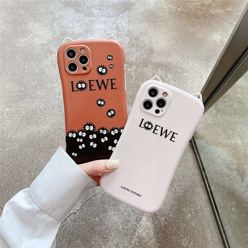 ロエベ トトロ iphone12pro max/11proケース iFace風 まっくろくろすけ loewe iphone12/xs max/10rケース おもしろ 猫耳 iphonexs/7p/8plus ケース 衝撃 に 強い かわいい