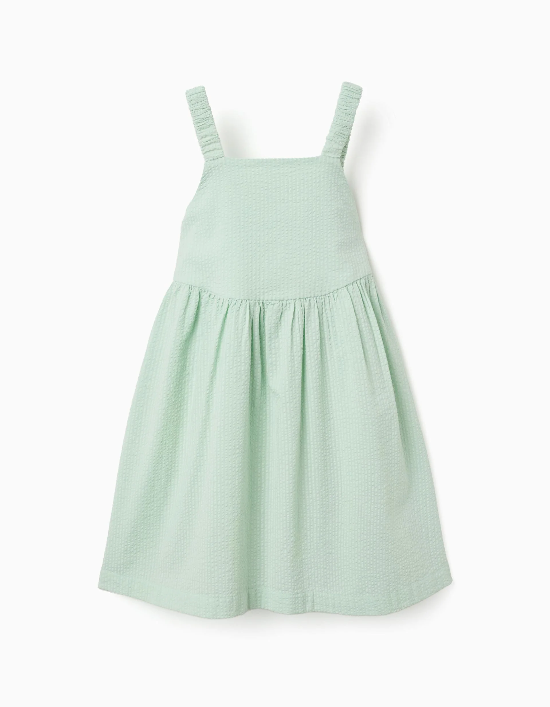 Sleeveless cotton dress with elastic straps for girls, light green