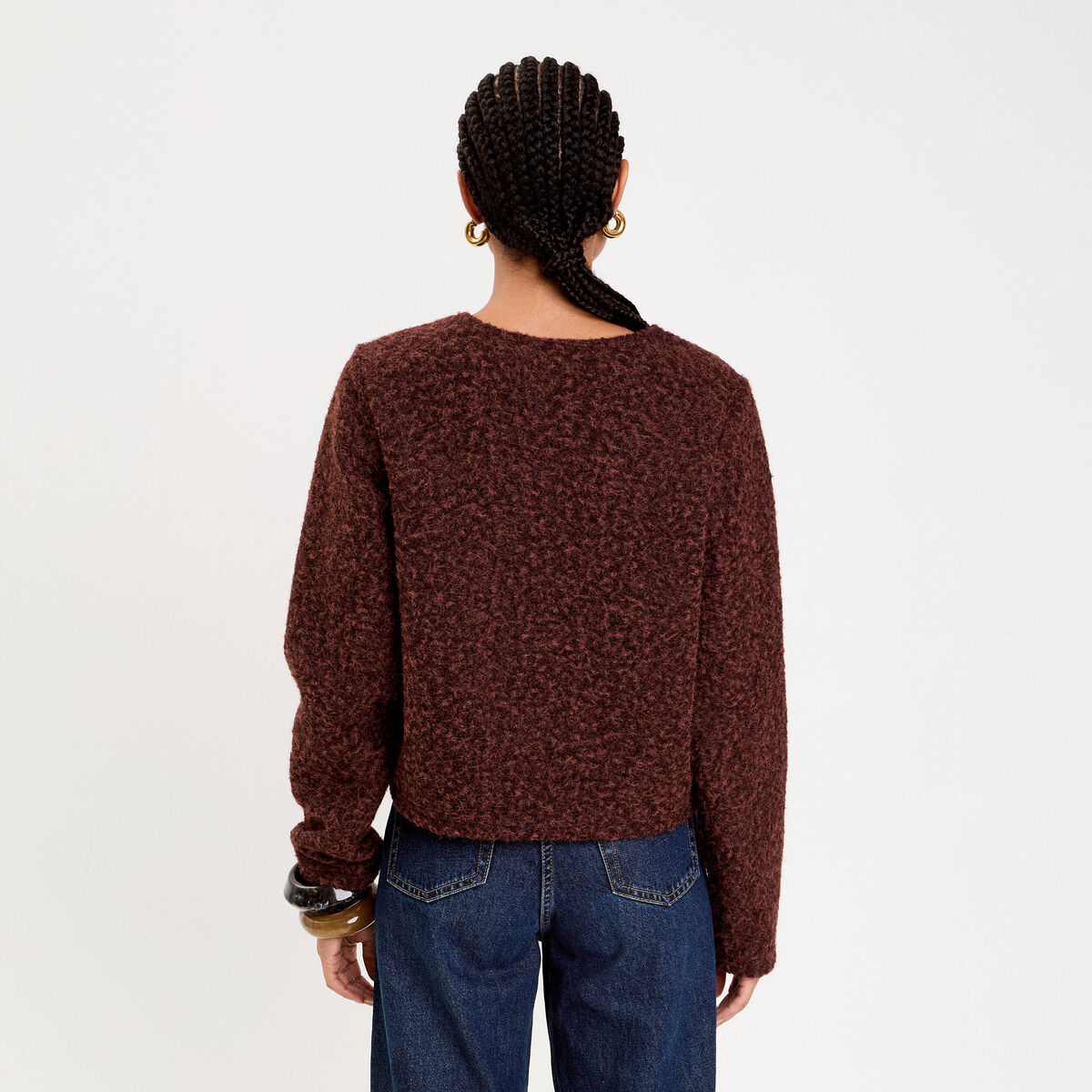 Veste effet polaire marron clair femme