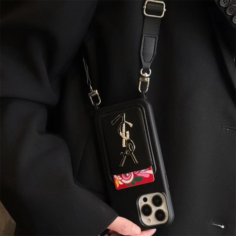 サンローラン スマホショルダー ysl iphone17 ケース iphone16/16pro ケース ショルダー おしゃれ 携帯 カバー カード 入れ 背面ポケット iphoneケース ブランド コピー