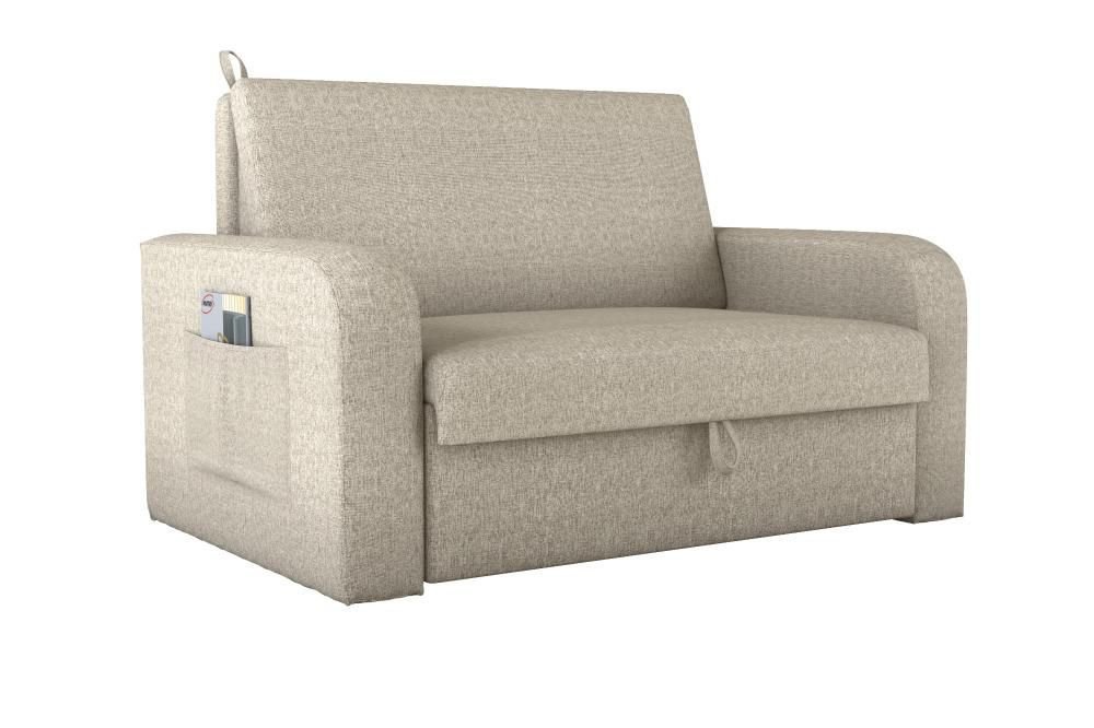 Sofá Cama 2 Lugares Compacto com Baú 145 Larg Daiane Matrix Cor:linho Milenium Palha