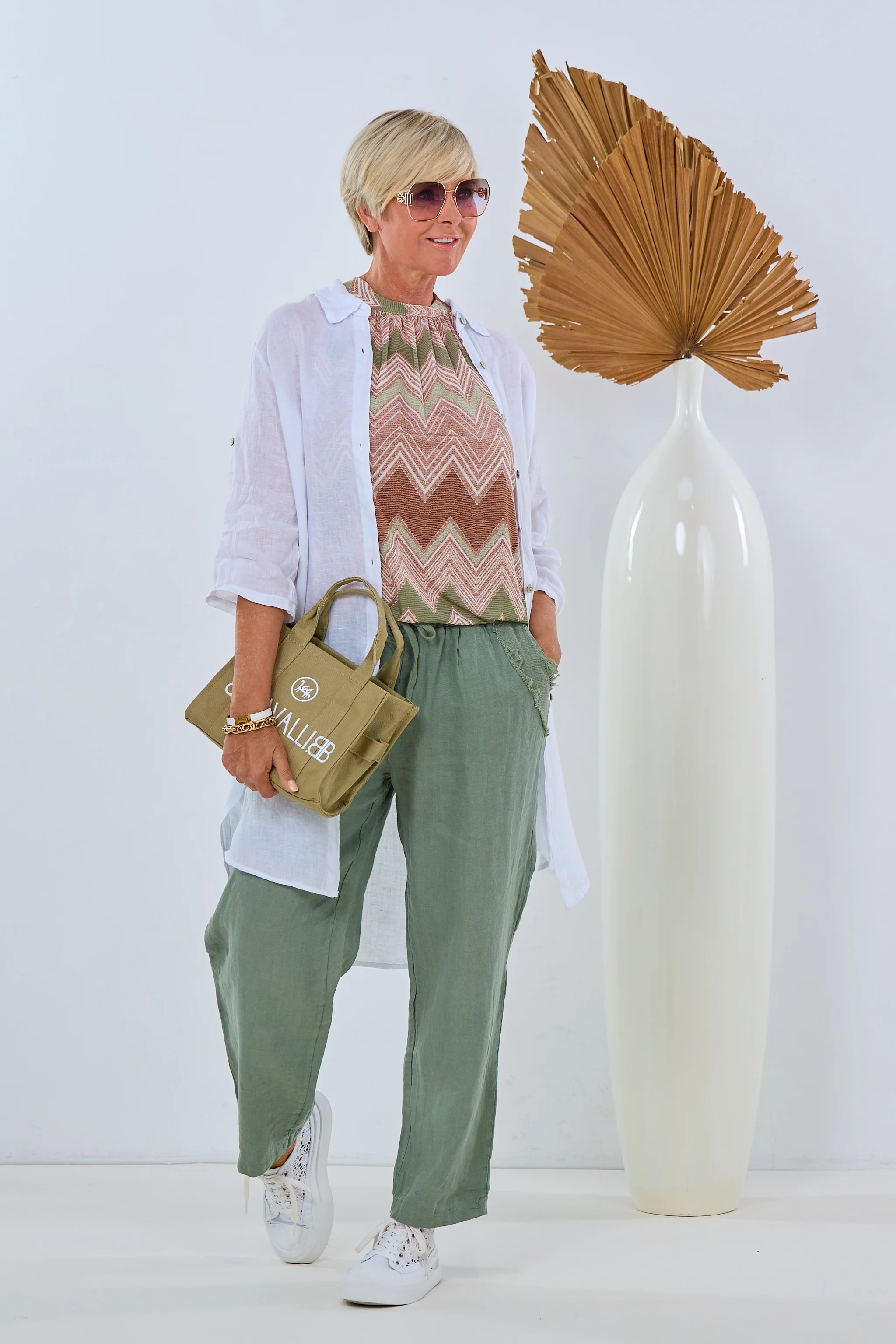 Langes Leinen Hemd, weiß