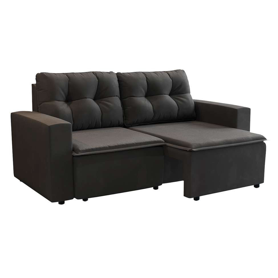 Sofá 3 Lugares Retrátil Amsterdã I Suede Preto 180 cm em Promoção | Ofertas na Americanas