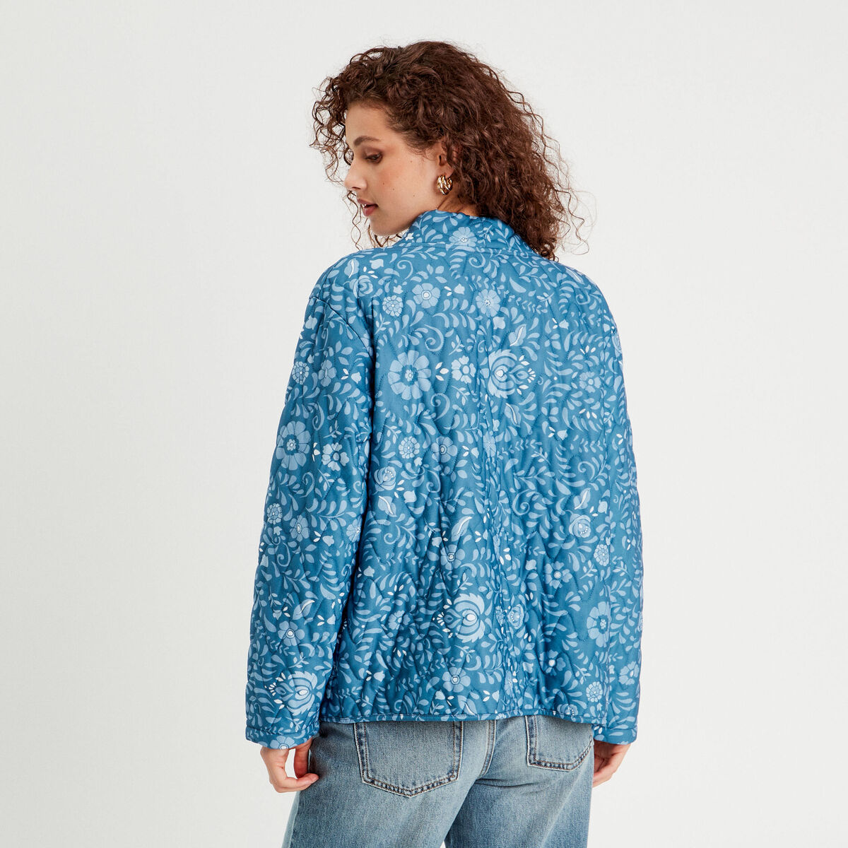 Veste effet matelassé bleu marine femme