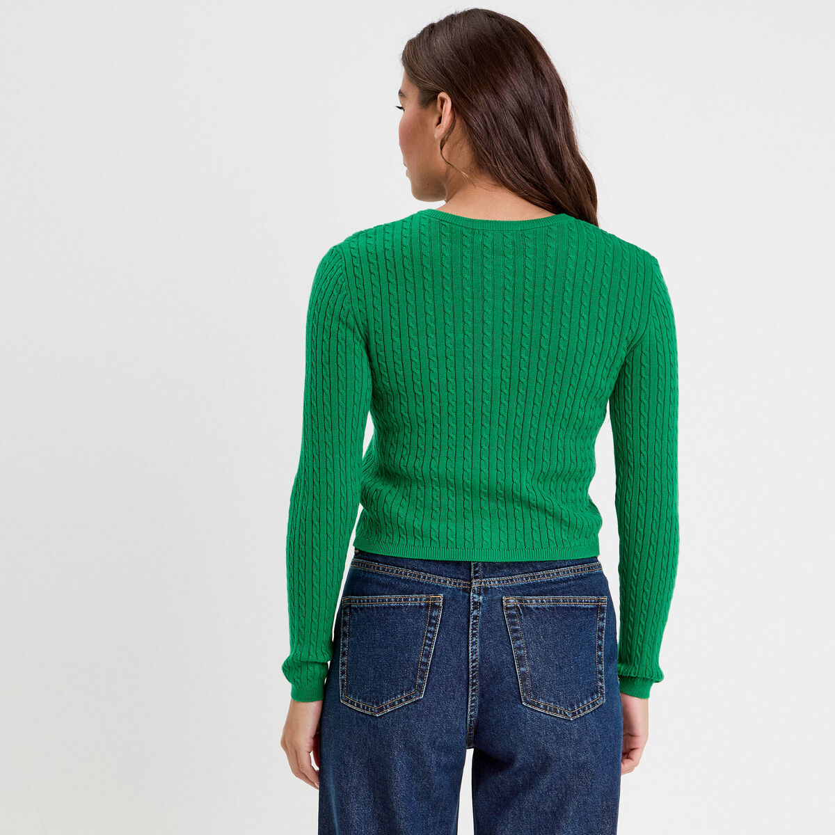 Gilet ajusté en coton manches longues vert pastel femme