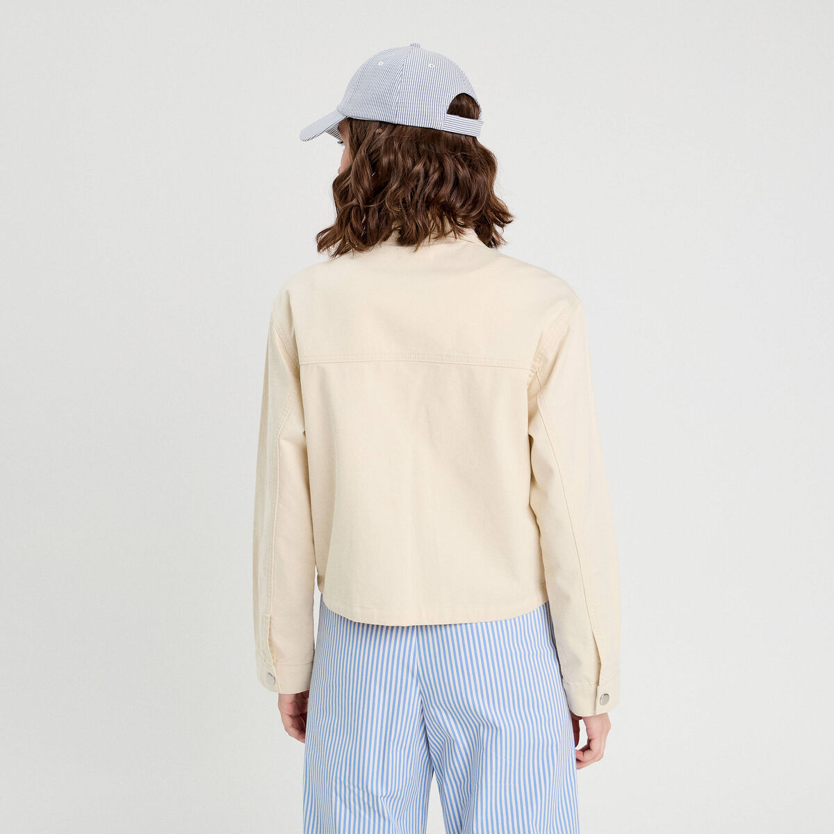 Veste droite col montant ecru femme