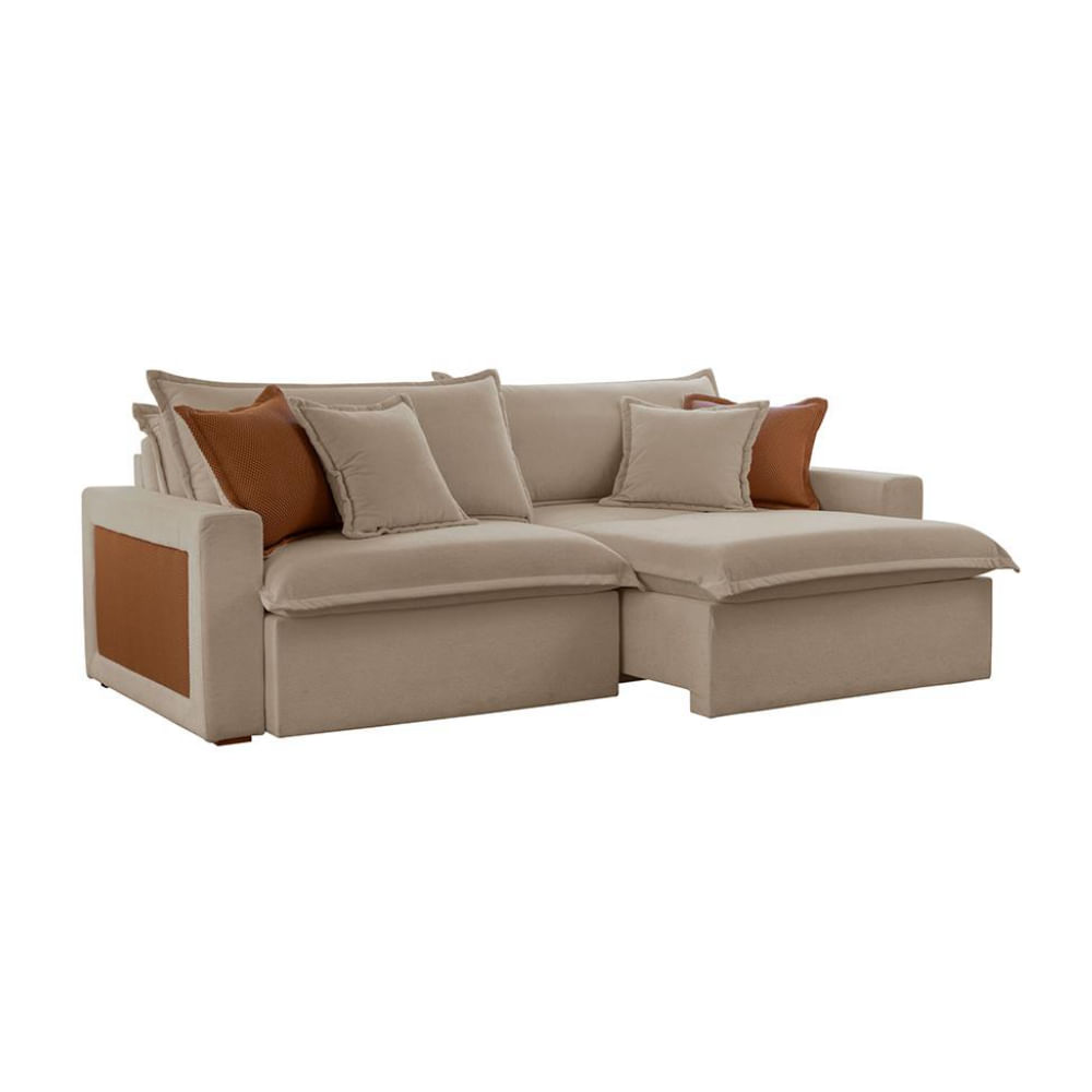 Sofá 3 Lugares Retrátil e Reclinável Dubai Veludo Marrom 190 cm