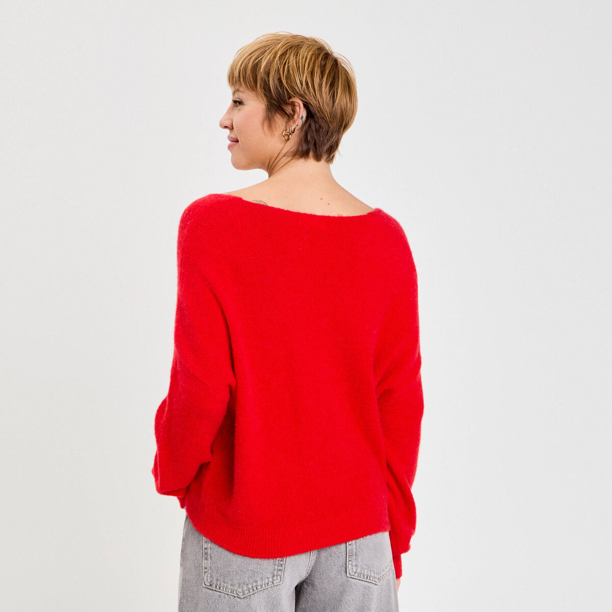 Pull manches longues rouge femme