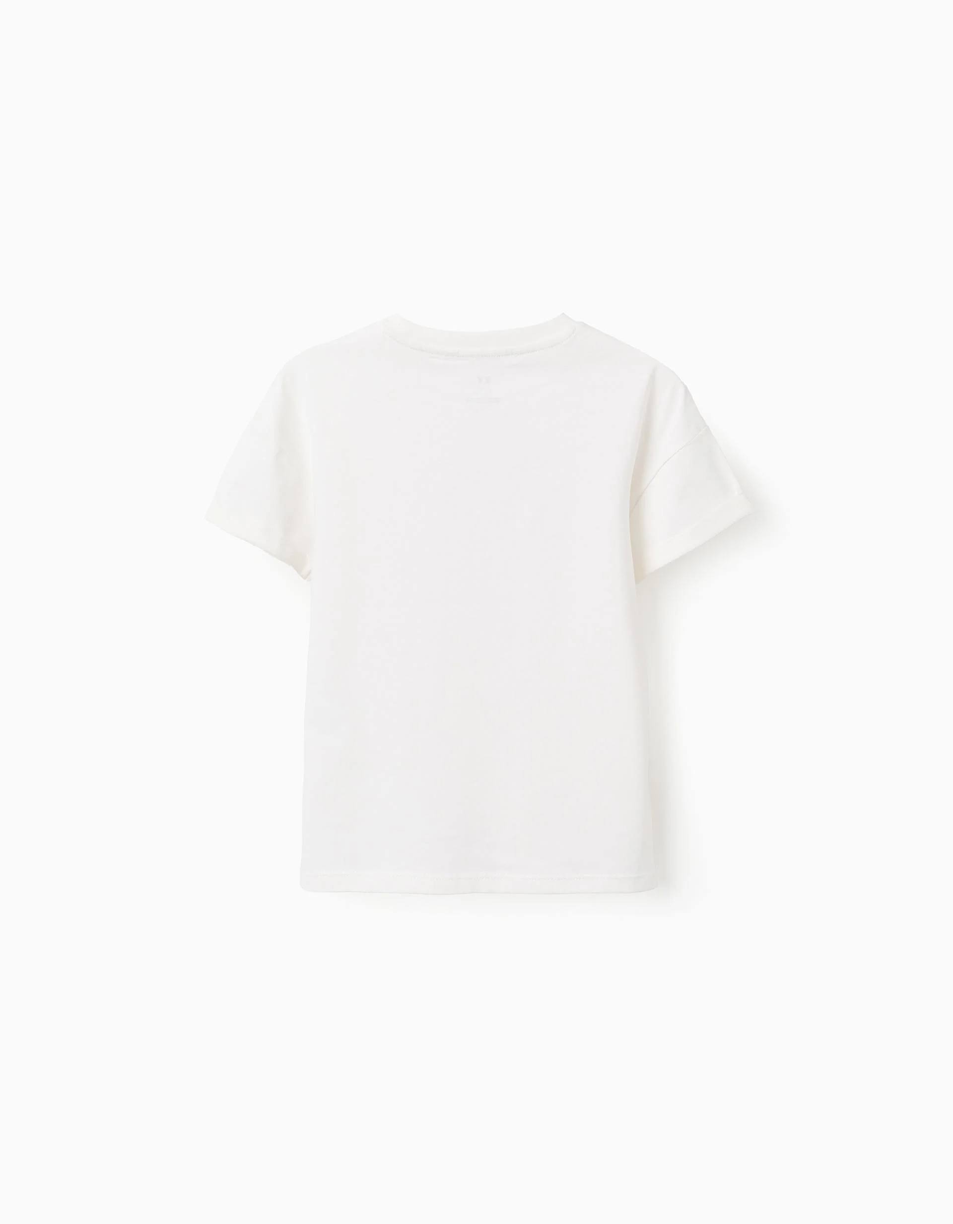 Cotton T-shirt with embossed print and embroidery for girls, white