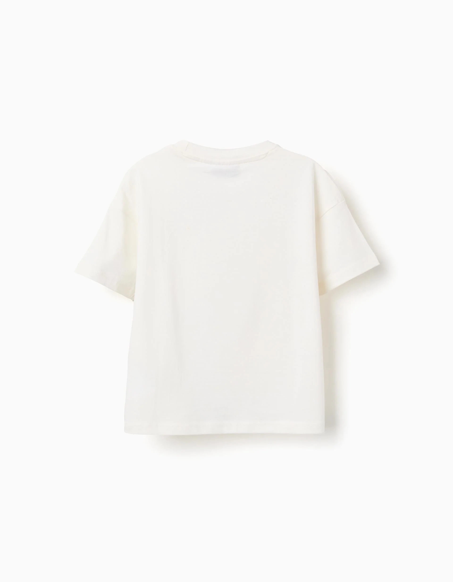 Cotton T-shirt with Pikachu front print for boys, white