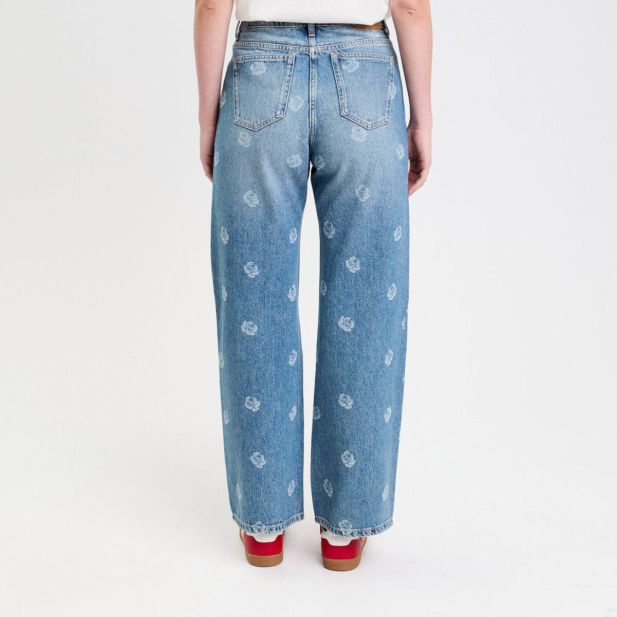 Jean wide leg imprimé denim double stone femme