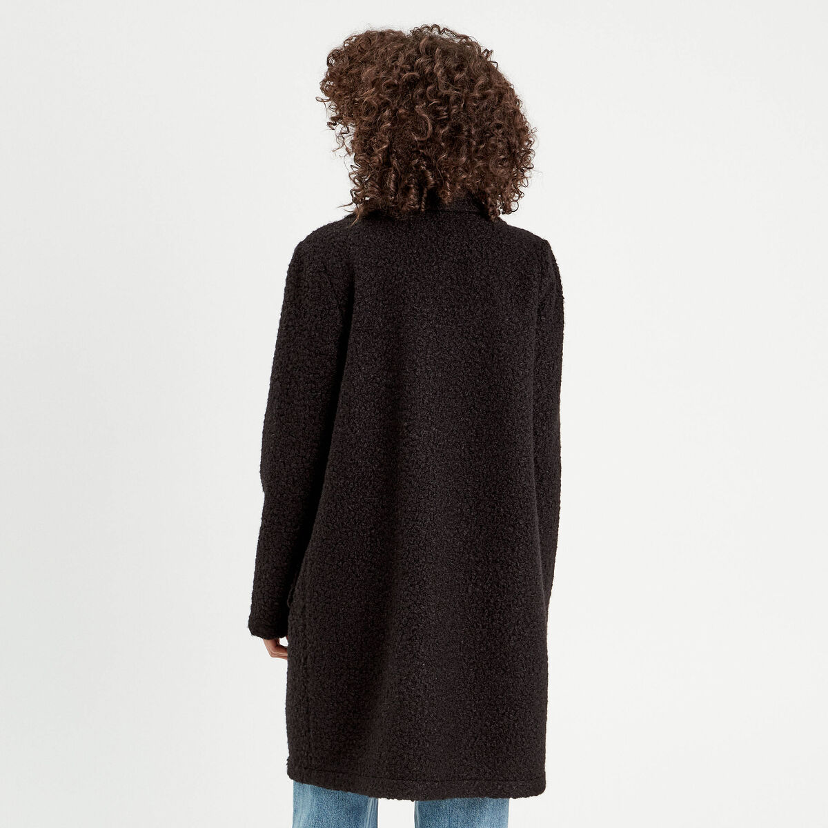 Manteau ample bouclette noir femme