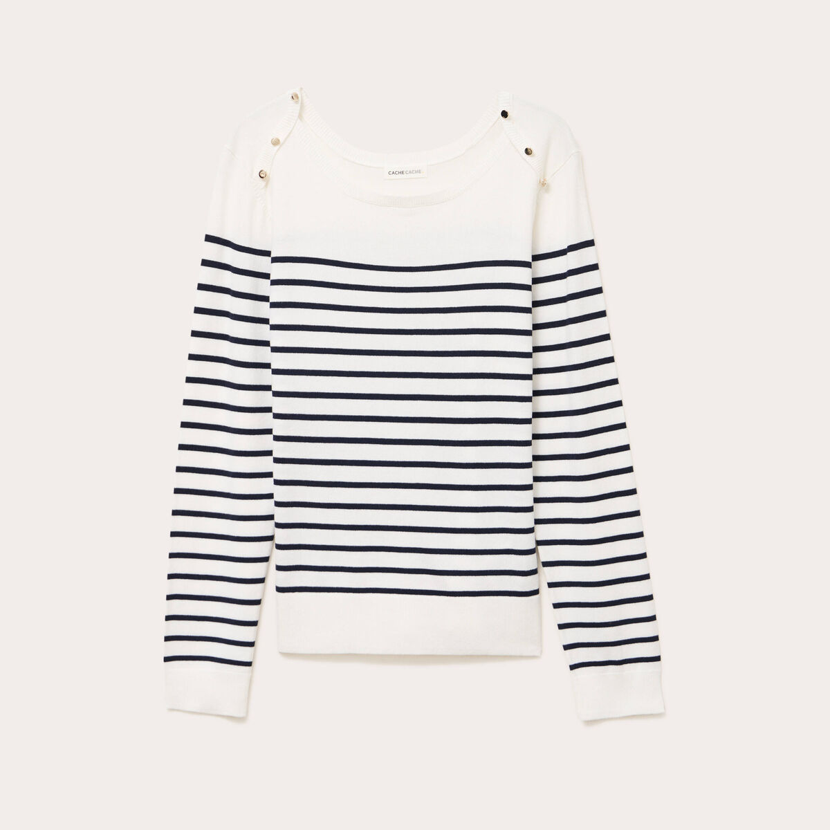 Pull fin manches longues encolure bateau bleu marine femme